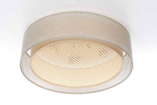Runde Deckenlampe Stoff Braun Gold E27 Ø60 cm blendarm