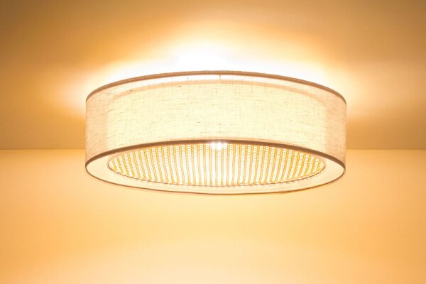 Runde Deckenlampe Stoff Braun Gold E27 Ø60 cm blendarm