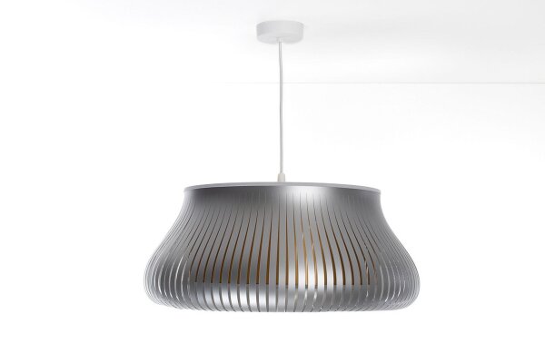 Runde Pendelleuchte Silber wohnlich E27 Ø40 cm blendarm