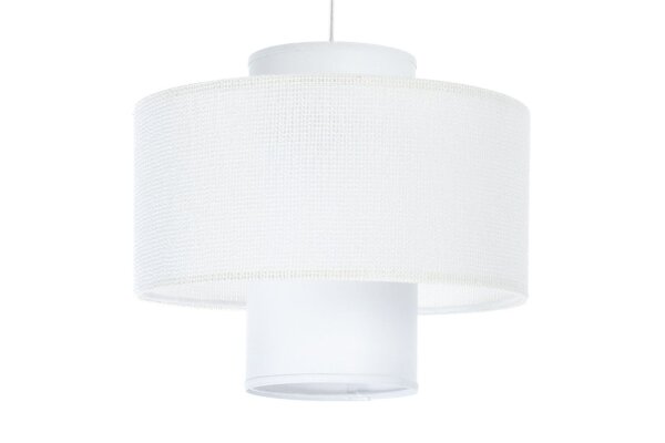 Runde Pendelleuchte Stoff Weiß E27 Ø35 cm blendarm