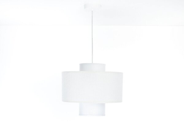 Runde Pendelleuchte Stoff Weiß E27 Ø35 cm blendarm