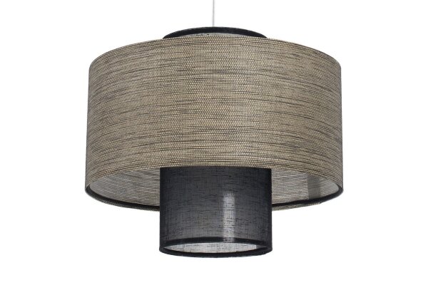 Runde Pendelleuchte Stoff Schwarz Braun E27 Ø35 cm