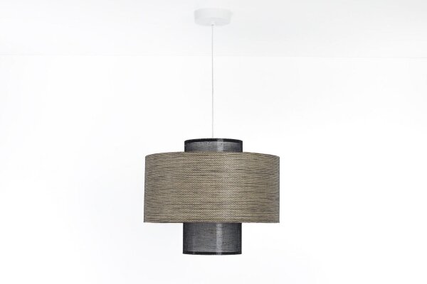Runde Pendelleuchte Stoff Schwarz Braun E27 Ø35 cm