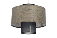 Runde Pendelleuchte Stoff Schwarz Braun E27 Ø35 cm
