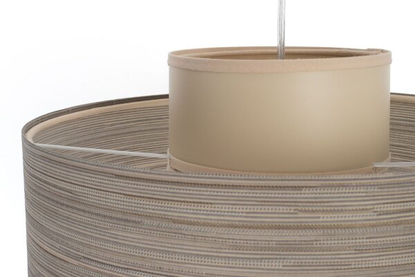 Runde Hängelampe Stoff Beige Braun E27 Ø35 cm blendarm