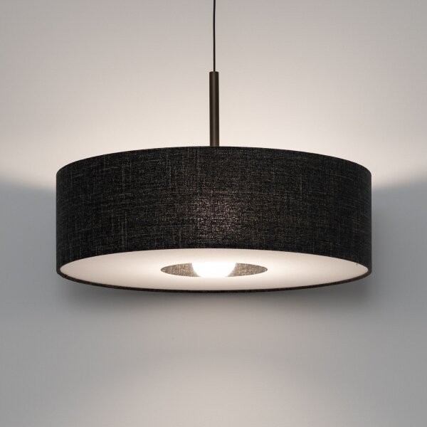 Hängelampe Stahl Stoff Schwarz E27 L:65 cm Modern