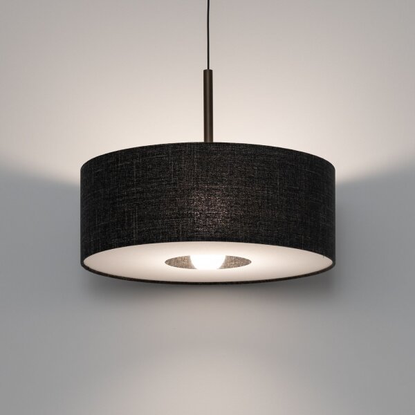 Pendelleuchte Stahl Stoff Schwarz E27 L:50 cm rund