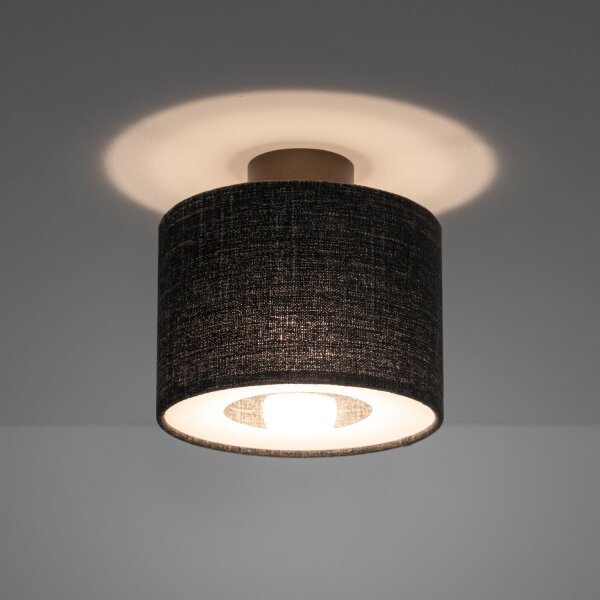 Deckenlampe Stahl Stoff Schwarz E27 B:23 cm rund