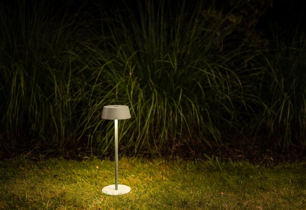 LED Akku Tischlampe Alu Grün 10 h IP54 3000 K H:32 cm