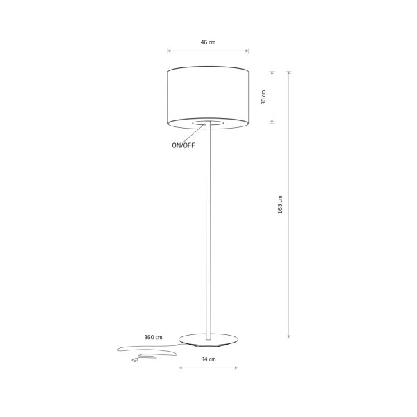 Stehlampe Stoff Seidengrau E27 H:163 cm blendarm