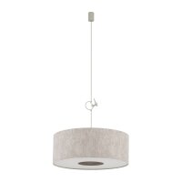 Pendelleuchte Seidengrau Stoff E27 L:50 cm rund Modern