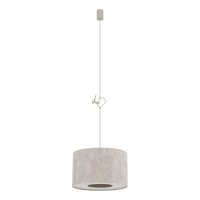 Hängelampe Seidengrau Stoff E27 L:40 cm rund Modern