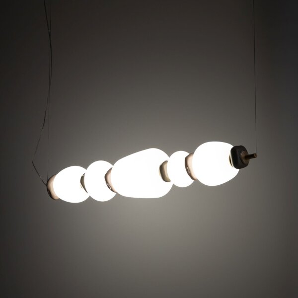 LED Hängelampe Keramik Glas Braun Weiß 3000 K L:96 cm