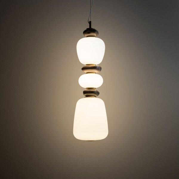 LED Hängelampe Keramik Glas Braun 3000 K L:17 cm rund