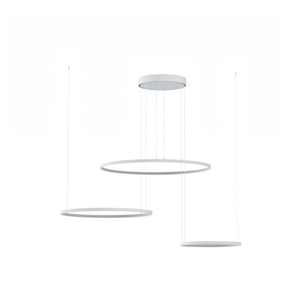 LED Pendelleuchte Stahl Weiß 3000 K L:125 cm Ringe