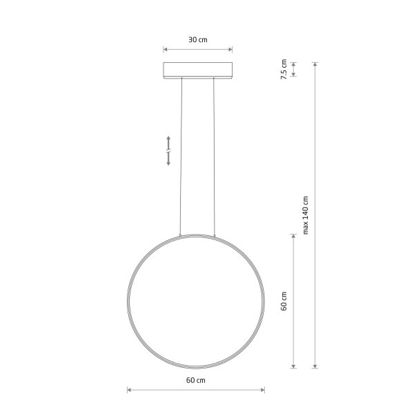 LED Hängeleuchte Stahl Weiß 3000 K rund L:60 cm