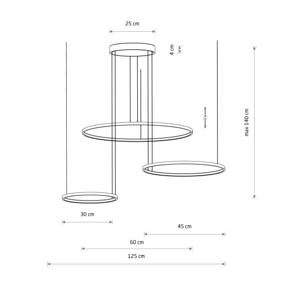 LED Pendelleuchte Schwarz Stahl 3000 K L:125 cm