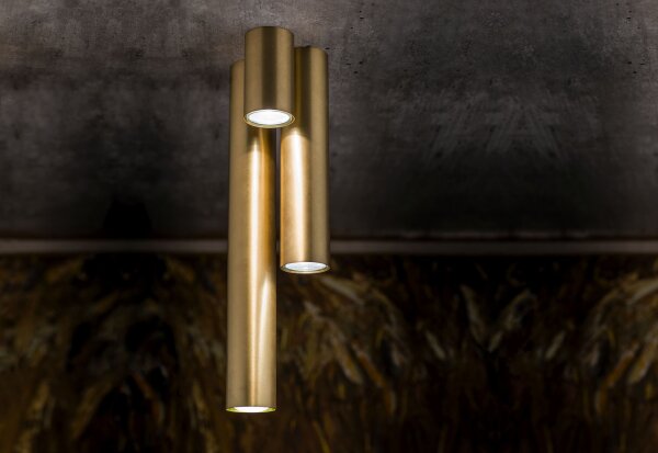 Hängelampe Stahl Messing GU10 L:20 cm 3-flammig Modern