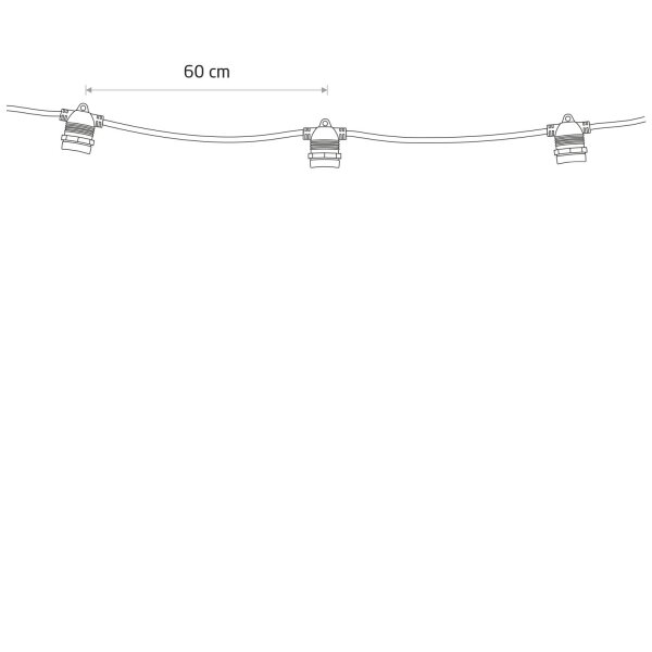 Lichterkette Outdoor Gummi Schwarz IP65 E27 L:600 cm