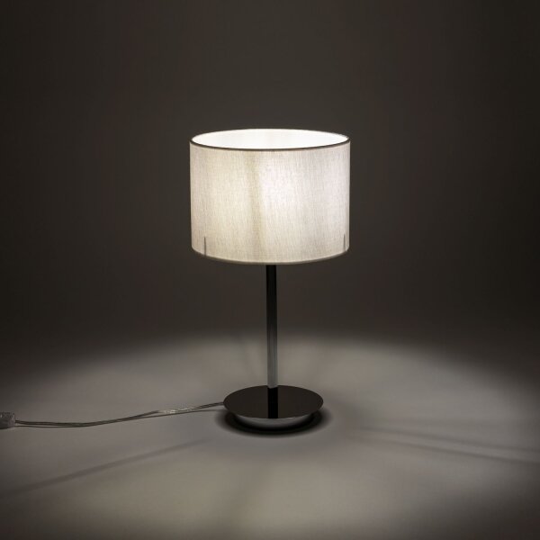 Tischlampe Stahl Stoff Chrom Creme E27 H:43 cm blendarm