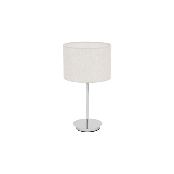 Tischlampe Stahl Stoff Chrom Creme E27 H:43 cm blendarm