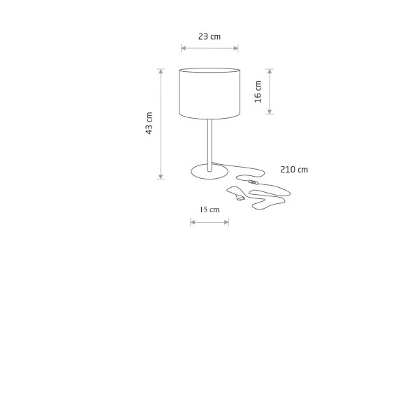 Tischlampe Stahl Stoff Chrom Creme E27 H:43 cm blendarm