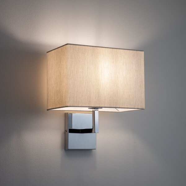 Wandleuchte Stahl Stoff Creme blendarm E27 B:26 cm