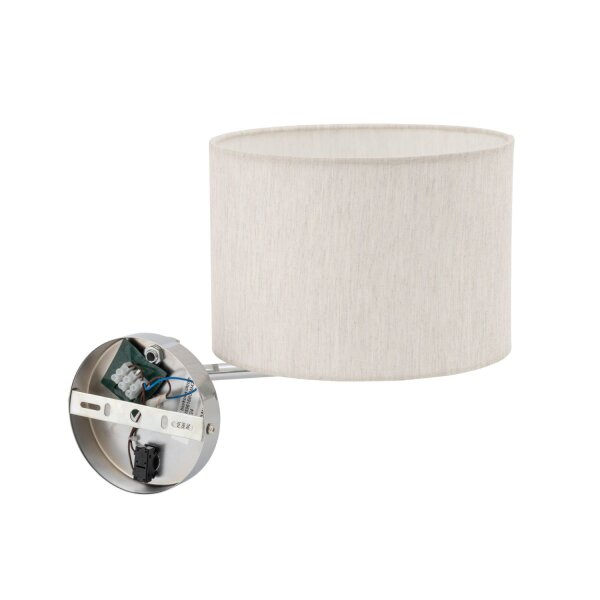 Wandlampe Schalter Stoff Creme E14 B:24 cm rund