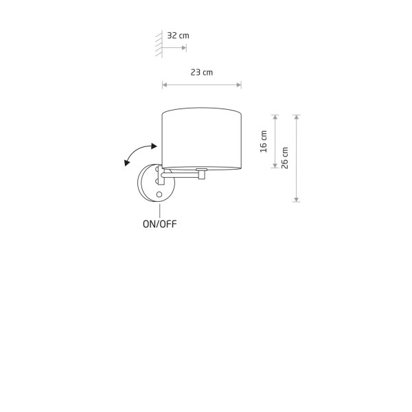 Wandlampe Schalter Stoff Creme E14 B:24 cm rund