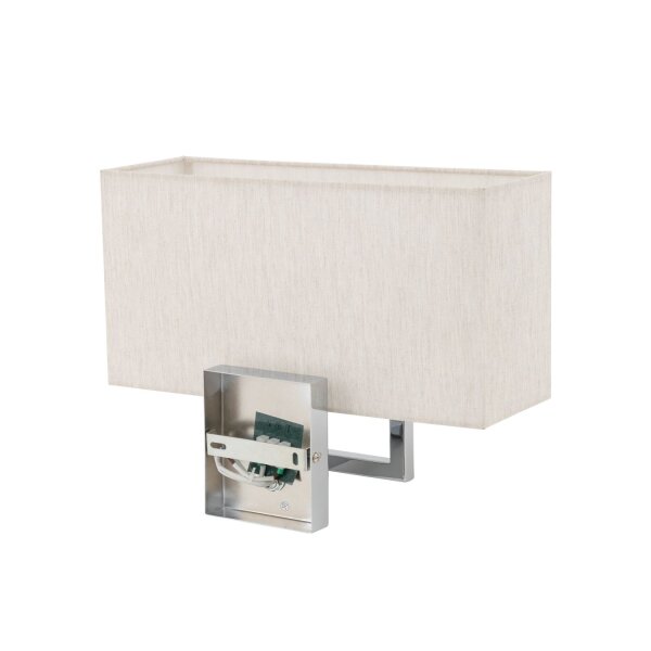 Wandleuchte Stahl Stoff Creme E27 B:35 cm blendarm