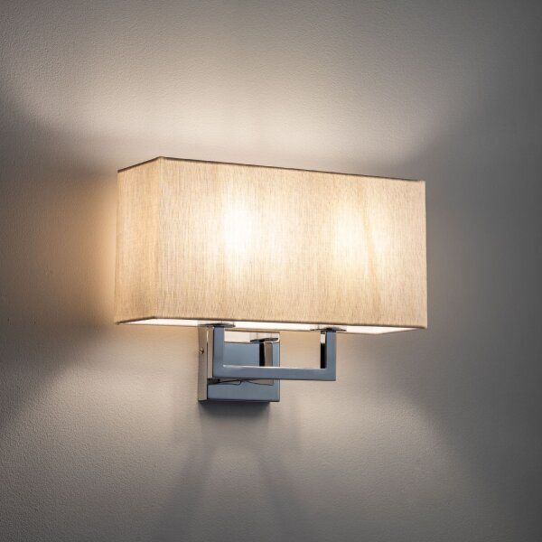 Wandleuchte Stahl Stoff Creme E27 B:35 cm blendarm