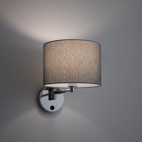 Wandlampe Schalter Stoff Grau E14 B:24 cm blendarm