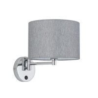 Wandlampe Schalter Stoff Grau E14 B:24 cm blendarm