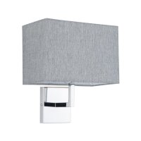 Wandleuchte Stahl Stoff Grau E27 B:26 cm wohnlich