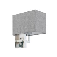 Wandleuchte Stahl Stoff Grau E27 B:26 cm wohnlich