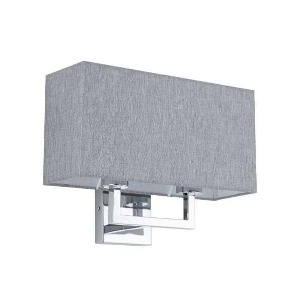 Wandlampe Stahl Stoff Grau E27 B:35 cm blendarm