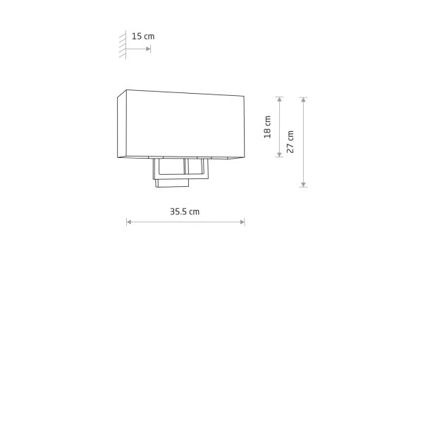 Wandlampe Stahl Stoff Grau E27 B:35 cm blendarm