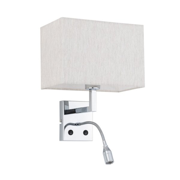 LED Wandlampe Schalter Stoff Creme 4000 K B:26 cm