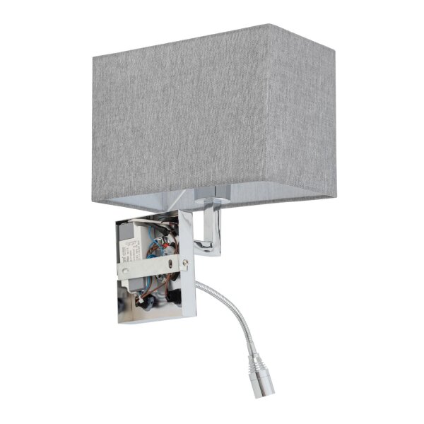 LED Wandlampe Schalter Stoff Grau 4000 K B:26 cm