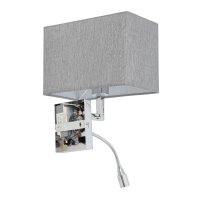 LED Wandlampe Schalter Stoff Grau 4000 K B:26 cm