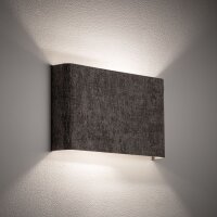 Wandlampe Up Down Stoff Grau G9 B:25 cm indirekt eckig