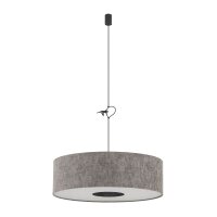 H&auml;ngelampe Stoff Umbra Grau E27 L:65 cm rund Modern
