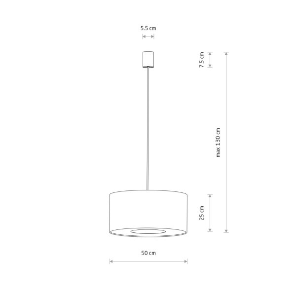 Pendelleuchte Umbra Grau Stoff E27 L:50 cm blendarm