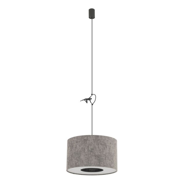 Hängelampe Stoffschirm Seidengrau E27 L:40 cm Modern