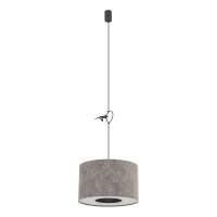 H&auml;ngelampe Stoffschirm Seidengrau E27 L:40 cm Modern