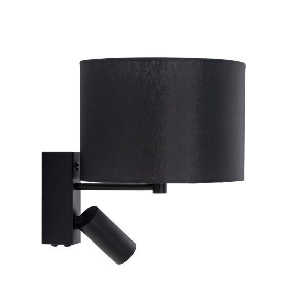 Wandlampe Schwarz Stoff E27 GU10 Schalter flexibel