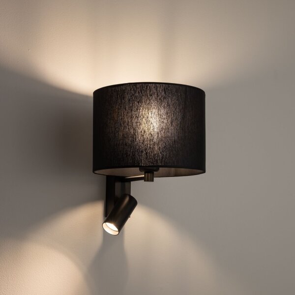 Wandlampe Schwarz Stoff E27 GU10 Schalter flexibel