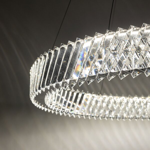 LED Pendelleuchte Nickel 3000 K L:60 cm Acryl Kristall