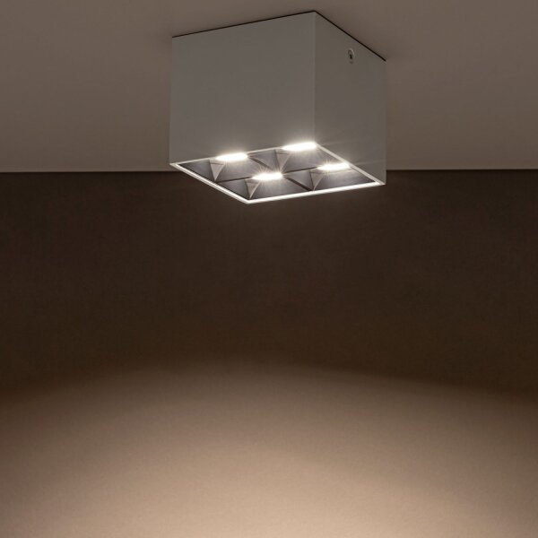 LED Deckenleuchte Weiß Schwarz 3000 K B:8 cm eckig