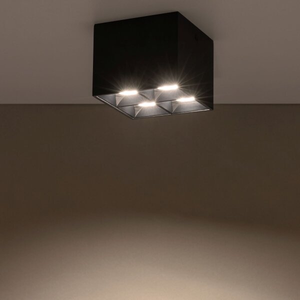 LED Deckenleuchte Schwarz Aluminium 3000 K eckig B:8 cm